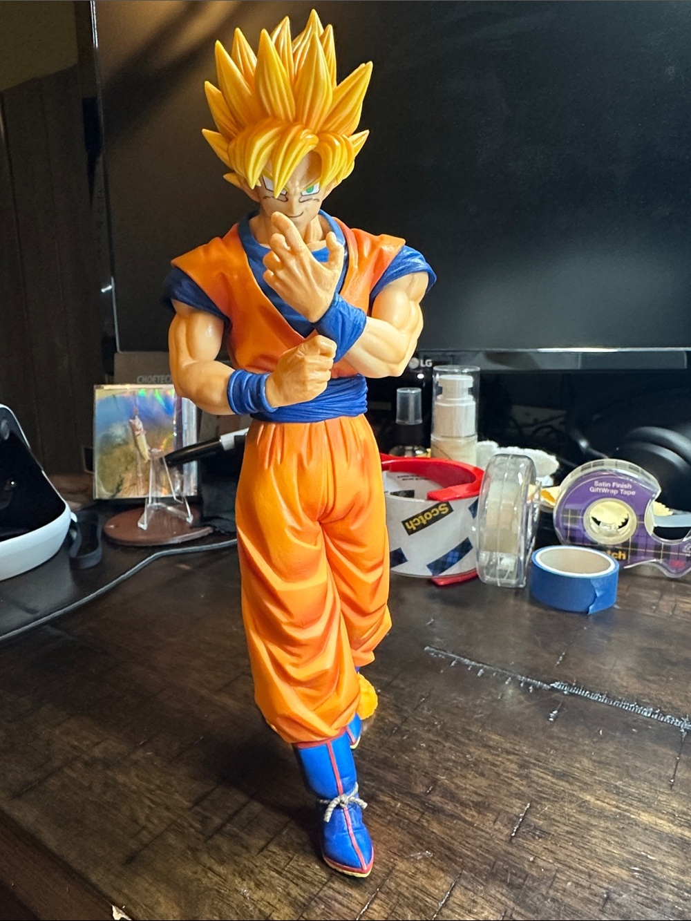 Orange and Blue Super Saiyan Figure - Decorative Home Accent